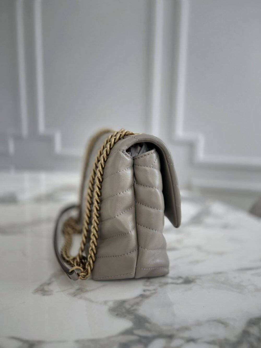 NWT - Tory Burch Kira Chevron Small Convertible Shoulder Bag - Grey Heron👜 - Picture 3 of 11